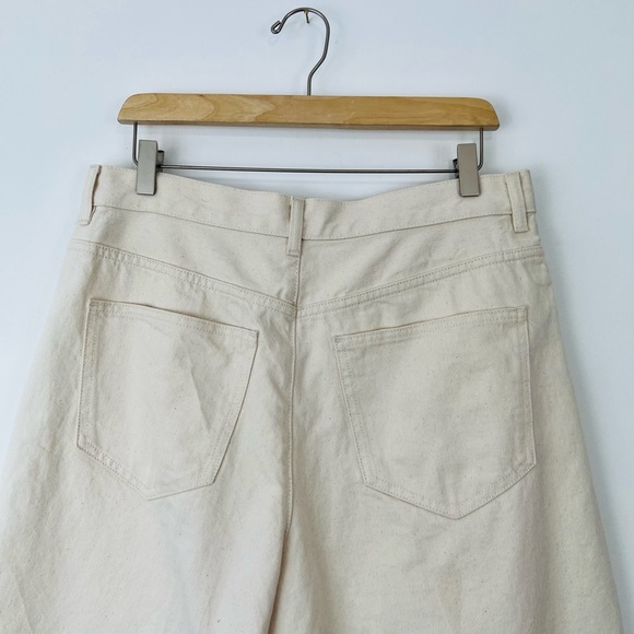 COS Cream Beige Marl Denim Cotton Extra Wide Leg Knee Length Shorts UK 14 - Picture 9 of 10